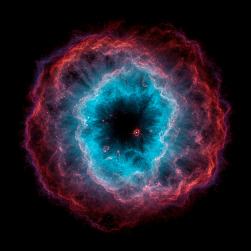 Ring Nebula M57 — colorful glowing ring shell of a dying star