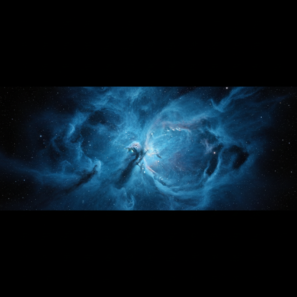 Pleiades reflection nebula — electric blue dust cloud scattering starlight